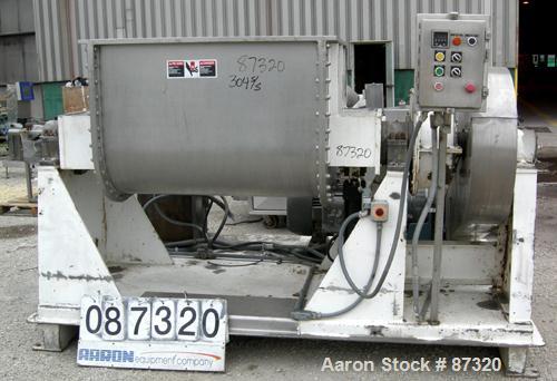 Used J.H. Day Double Arm Mixer, 150 Gallon Working Capacity, 225 Total, 304 Stainless Steel. Non-jacketed bowl 46" left to right x 38-1/2" front to back x approximately 31" deep. Overlapping sigma bl...
