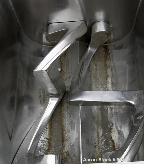 Used J.H. Day Double Arm Mixer, 150 Gallon Working Capacity, 225 Total, 304 Stainless Steel. Non-jacketed bowl 46" left to right x 38-1/2" front to back x approximately 31" deep. Overlapping sigma bl...