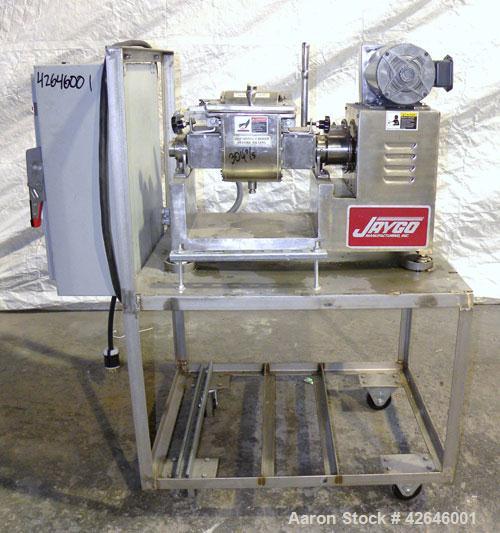 Used Jaygo Lab Size Apollo Sigma Blade Double Arm Mixer, approximate 0.7 gallon working capacity (0.0353 to 0.1059 cubic feet), model ASBM-1, 304 stainless steel. Stainless steel jacketed bowl 6’’ le...