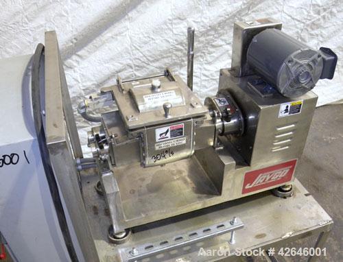 Used Jaygo Lab Size Apollo Sigma Blade Double Arm Mixer, approximate 0.7 gallon working capacity (0.0353 to 0.1059 cubic feet), model ASBM-1, 304 stainless steel. Stainless steel jacketed bowl 6’’ le...