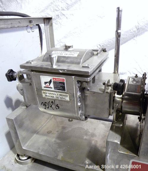 Used Jaygo Lab Size Apollo Sigma Blade Double Arm Mixer, approximate 0.7 gallon working capacity (0.0353 to 0.1059 cubic feet), model ASBM-1, 304 stainless steel. Stainless steel jacketed bowl 6’’ le...