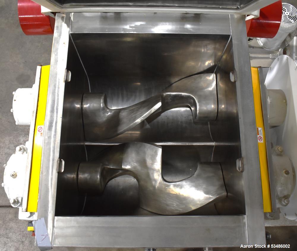 Used Jaygo Inc. Sigma Blade Mixer, Model ASBM-200, 52.83 Gallon/ 200 Liter.  Stainless steel. Tangential Blades. Jacketed bowl with top cover. Driven by 25hp, 3/60/230/480 volt, 1775 rpm motor. Contr...