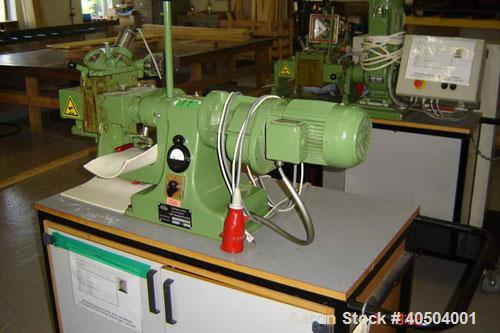 Used Linden lab size double arm mixer, type LKB 0.25, stainless steel, 0.07 gallon (0.25 liter) capacity. Jacketed, electrically heated. Rated for full vacuum (-1). 4.7" x 1.9" x 5" deep (120mm x 50m...