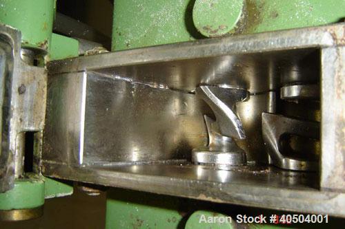 Used Linden lab size double arm mixer, type LKB 0.25, stainless steel, 0.07 gallon (0.25 liter) capacity. Jacketed, electrically heated. Rated for full vacuum (-1). 4.7" x 1.9" x 5" deep (120mm x 50m...