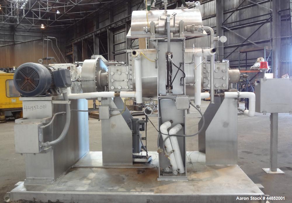 Used Littleford Day Sanitary Mogul Double Arm Mixer, Model 100.  100 Gallon working capacity (150 total), 304 stainless steel on product contact areas. Jacketed bowl 40" left to right x 42" front to ...