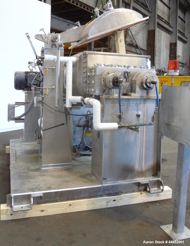 Used Littleford Day Sanitary Mogul Double Arm Mixer, Model 100.  100 Gallon working capacity (150 total), 304 stainless steel on product contact areas. Jacketed bowl 40" left to right x 42" front to ...