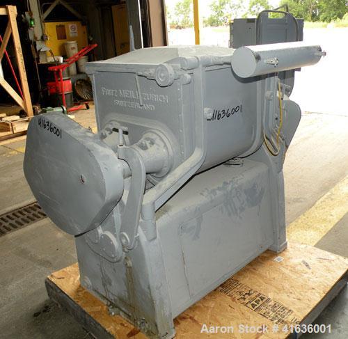 Used Fritz Meili Double Arm Mixer, 33 gallon working capacity, type LNS125, 316 stainless steel. Non-jacketed bowl 20-7/8" left to right x 22" front to back x 15" deep. Tangential sigma blades, geare...