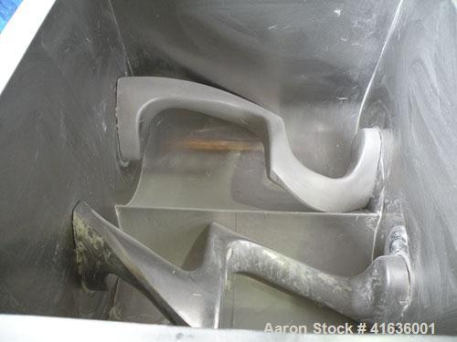 Used Fritz Meili Double Arm Mixer, 33 gallon working capacity, type LNS125, 316 stainless steel. Non-jacketed bowl 20-7/8" left to right x 22" front to back x 15" deep. Tangential sigma blades, geare...