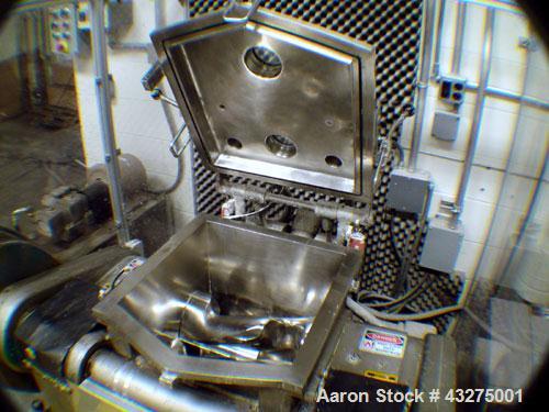 Used Meili Double Arm Sigma Mixer, 15 gallon capacity.  Stainless steel construction. Jacketed bowl measures 19" L-R x 19" F-B x 16" deep. Sigma tangential blades, heavy duty construction. Single hyd...