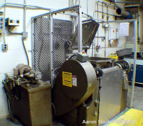 Used Meili Double Arm Sigma Mixer, 15 gallon capacity.  Stainless steel construction. Jacketed bowl measures 19" L-R x 19" F-B x 16" deep. Sigma tangential blades, heavy duty construction. Single hyd...