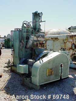 Used Moriyama Double Arm Dispersion Mixer, 75 Liter (19 Gallon) Working, 180 Liter (47 Gallon) Total Capacity. Stainless steel jacketed bowl 22-1/2" left to right x 23-3/4" front to back x approximat...