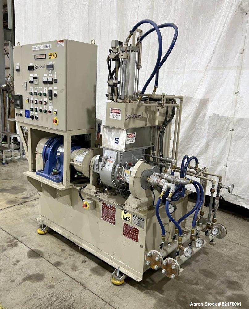 Used- Moriyama Double Arm Dispersion Mixer, Model DS3-20MWB-E, Stainless Steel. Mixing volume 3 liter, total volume 8 liters...