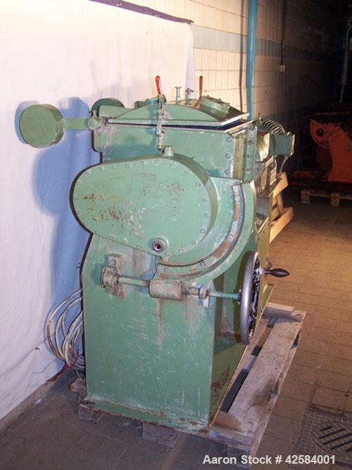 Used Netzsch Double Arm Mixer. Material of construction is stainless steel on product contact parts. Capacity 9.26 gallons (36 liters). Non-jacketed bowl and rated for vacuum (-1). Z-blades. 6.6 hp/4...