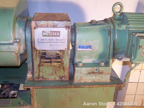 Used Netzsch Double Arm Mixer. Material of construction is stainless steel on product contact parts. Capacity 9.26 gallons (36 liters). Non-jacketed bowl and rated for vacuum (-1). Z-blades. 6.6 hp/4...