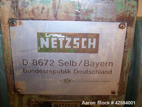 Used Netzsch Double Arm Mixer. Material of construction is stainless steel on product contact parts. Capacity 9.26 gallons (36 liters). Non-jacketed bowl and rated for vacuum (-1). Z-blades. 6.6 hp/4...