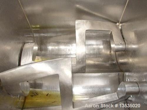 Used Olsa Z-blade mixer, stainless steel, working capacity 119 gallons (450 liter), total capacity 159 gallons (600 liter), tilting lid with a spray tube and two counterweights.  Emptying by tilting ...