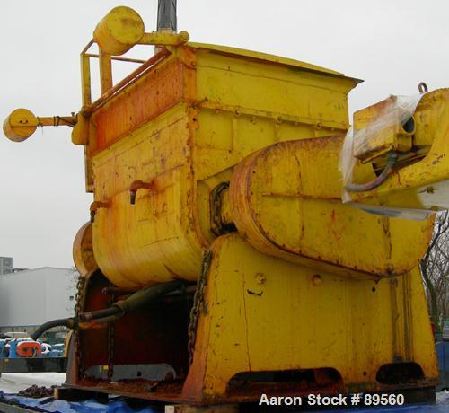 USED: Double arm mixer, approximate 200 gallon working capacity, carbon steel. Jacketed bowl 49-1/2" left to right x 45" front to back x 26" deep. 12" top bowl extension. Tangential sigma blades, cou...