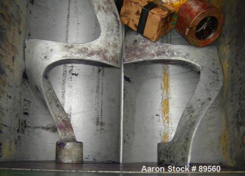 USED: Double arm mixer, approximate 200 gallon working capacity, carbon steel. Jacketed bowl 49-1/2" left to right x 45" front to back x 26" deep. 12" top bowl extension. Tangential sigma blades, cou...
