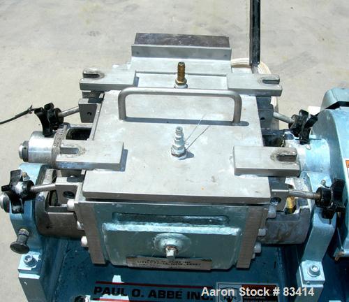 USED: Paul O Abbe lab size double arm mixer, .7 gallon working capacity, 1 total, 304 stainless steel. Internal #4 polish and rated FV and 14.7 psi at 360 deg F. Carbon steel jacketed bowl 8-1/2" fro...
