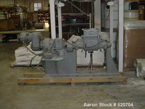 USED: Paul O Abbe double arm sigma blade mixer, mild steel. Trough measures 12" wide x 13" long x 16" deep. Approximate 10 gallon working capacity. 10 hp drive, mounted on a common base, 460 volt, 3 ...