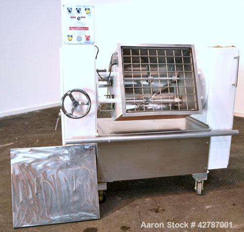 Used Peerless Double Arm Sigma Mixer, 30 Gallon, Model 30GAL, 304 Stainless Steel. Non-jacketed bowl 23" front to back x 26" left to right x approximately 21’’ deep. (2) Overlapping sigma style blade...