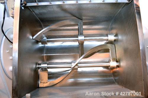 Used Peerless Double Arm Sigma Mixer, 30 Gallon, Model 30GAL, 304 Stainless Steel. Non-jacketed bowl 23" front to back x 26" left to right x approximately 21’’ deep. (2) Overlapping sigma style blade...