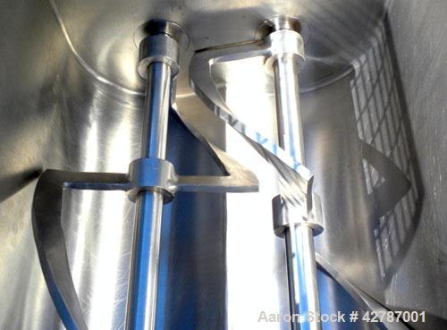Used Peerless Double Arm Sigma Mixer, 30 Gallon, Model 30GAL, 304 Stainless Steel. Non-jacketed bowl 23" front to back x 26" left to right x approximately 21’’ deep. (2) Overlapping sigma style blade...