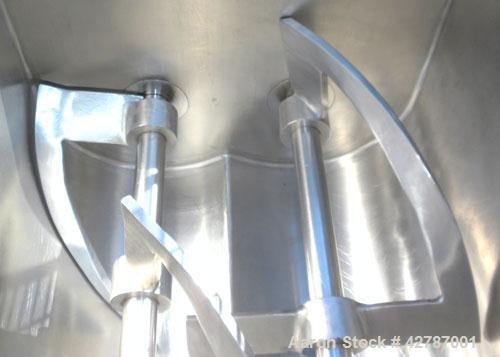 Used Peerless Double Arm Sigma Mixer, 30 Gallon, Model 30GAL, 304 Stainless Steel. Non-jacketed bowl 23" front to back x 26" left to right x approximately 21’’ deep. (2) Overlapping sigma style blade...