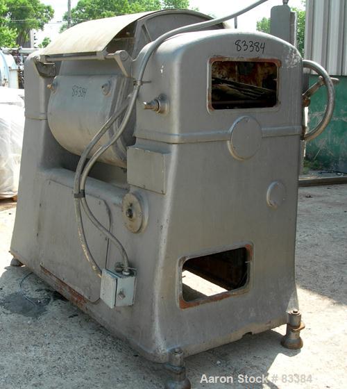 USED: Peerless double arm mixer, approximate 75 gallon working capacity, 304 stainless steel. Carbon steel jacketed bowl, 33-1/2" front to back x 31-3/8" left to right x approximately 32" deep. Overl...