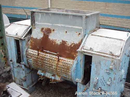 USED: Readco 350/425 split level double arm mixer. Stainless steel contact parts. Sigma over lapping blades. Geared both ends. 33" bladediameter x 58-1/2" long. Bowl opening is 25-1/2" F-B x 58-1/2" ...