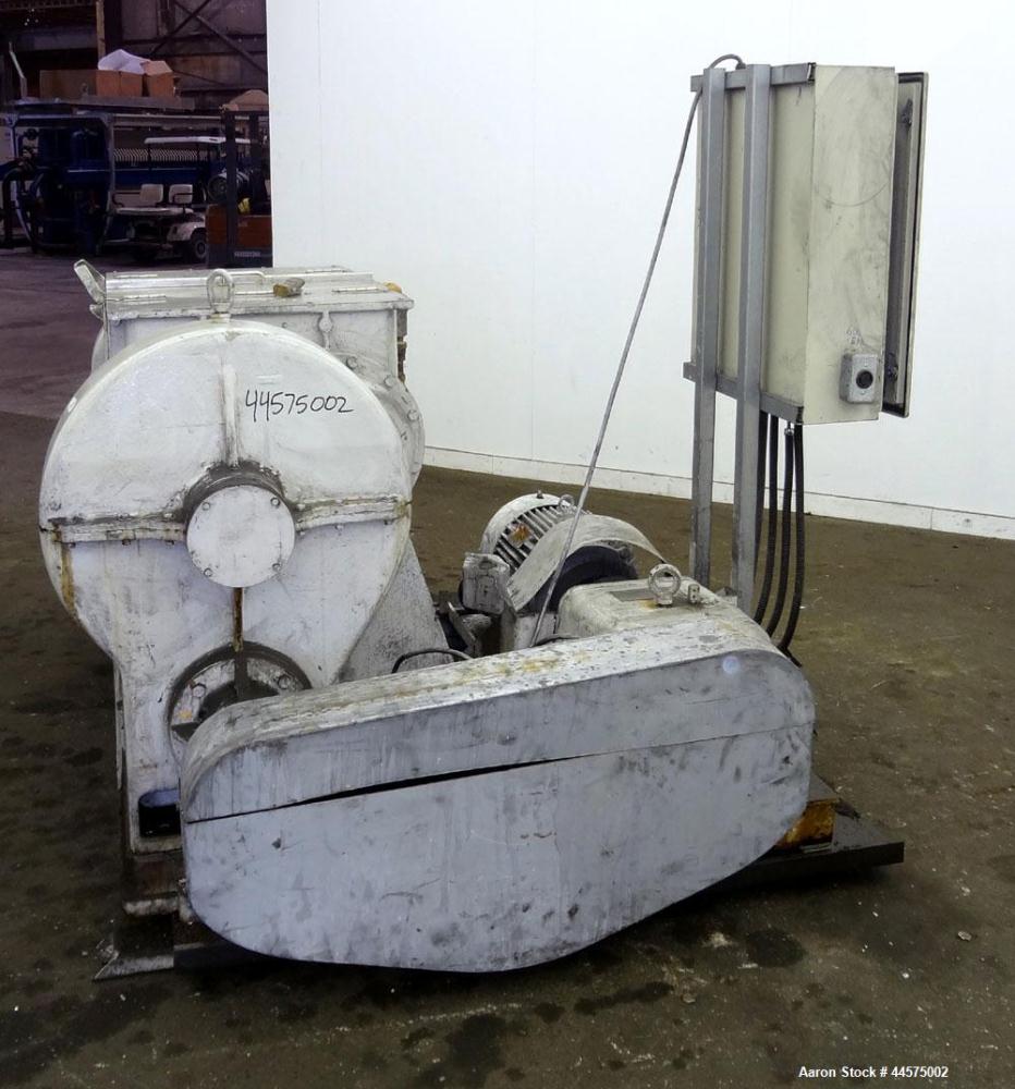 Used Readco Double Arm Mixer, 25 Gallon Working Capacity (38 Total), 304 Stainless Steel. Carbon steel jacketed bowl 20” left to right x 23-5/8” front to back x approximately 16-1/2” deep. Overlappin...