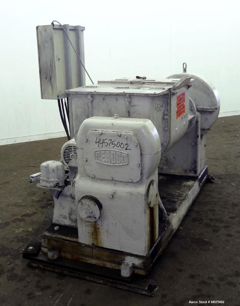 Used Readco Double Arm Mixer, 25 Gallon Working Capacity (38 Total), 304 Stainless Steel. Carbon steel jacketed bowl 20” left to right x 23-5/8” front to back x approximately 16-1/2” deep. Overlappin...