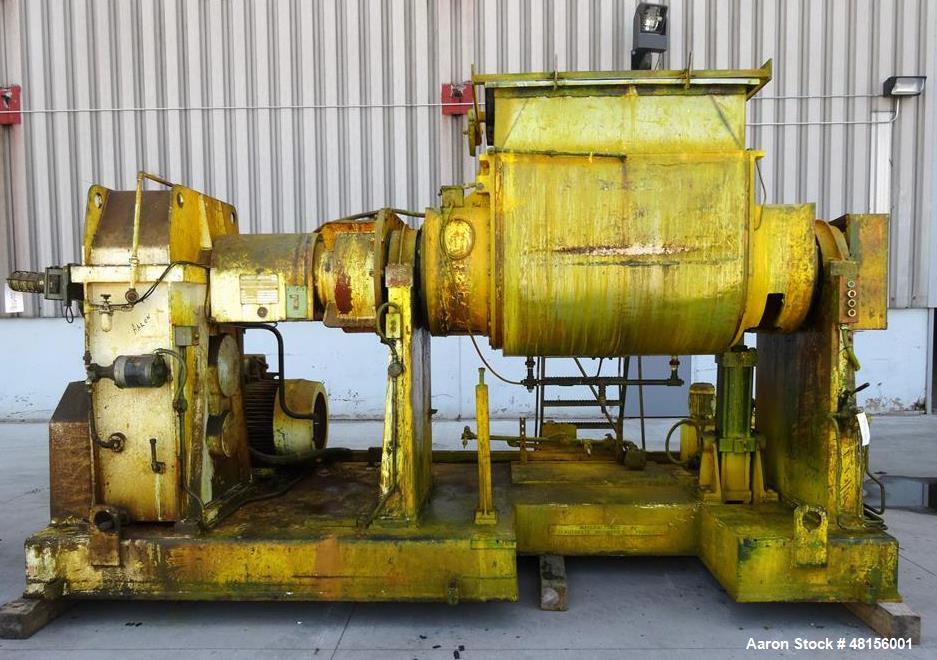 Used Malaxeurs Overlapping Double Arm Mixer, Approximate 250 Gallon.