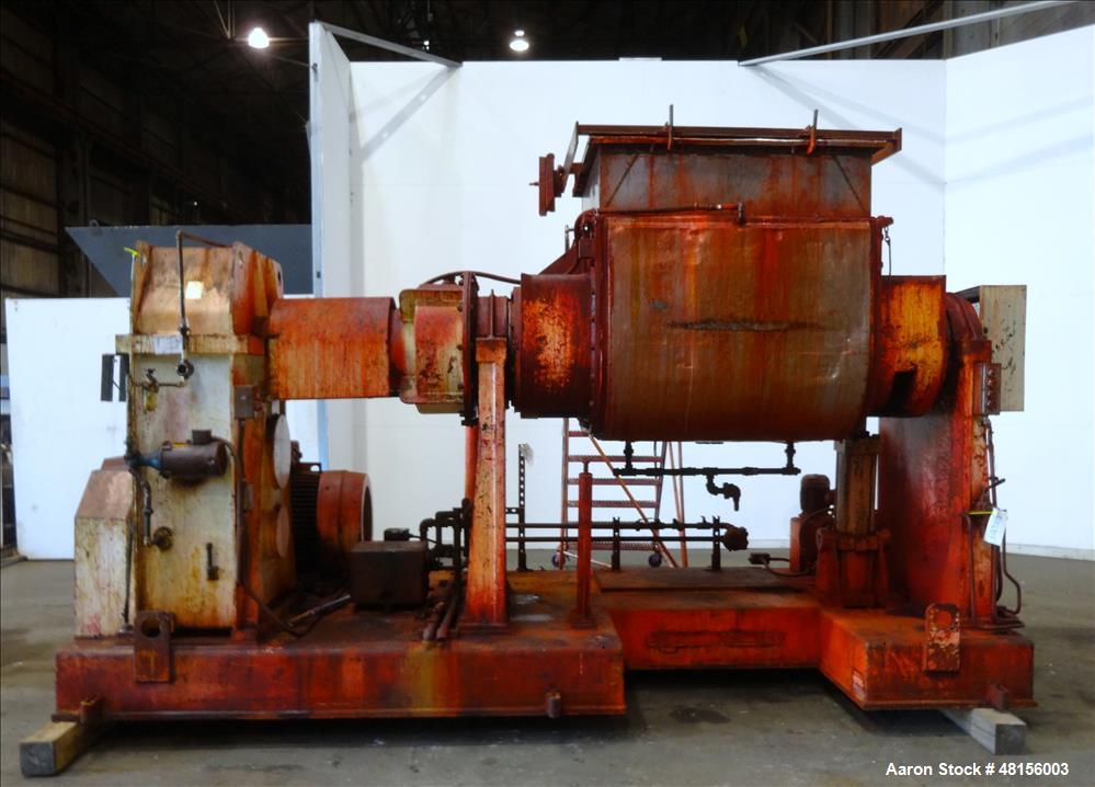 Used Malaxeurs Overlapping Double Arm Mixer, Approximate 250 Gallon.