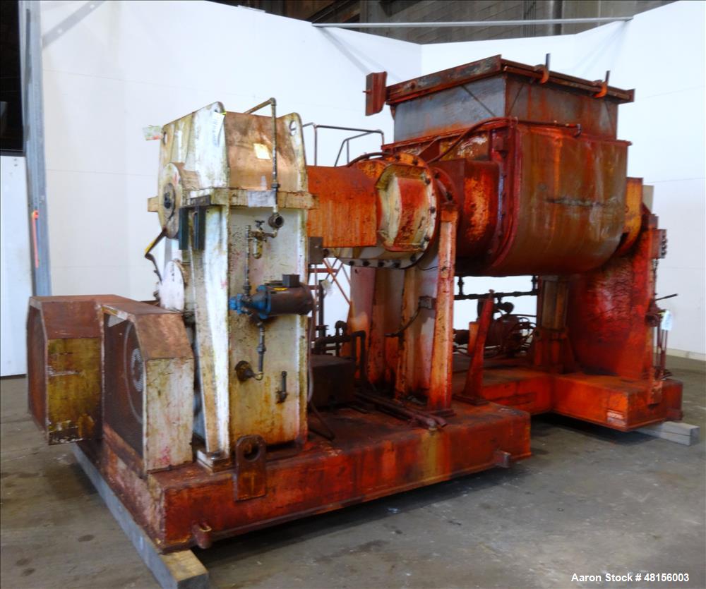 Used Malaxeurs Overlapping Double Arm Mixer, Approximate 250 Gallon.