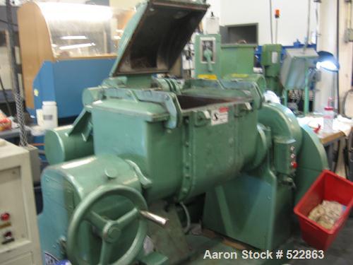 USED: Readco double arm mixer, 10 gallon working capacity, 15 gallontotal, carbon steel. Jacketed bowl 16-3/4" front to back x 15" leftto right x approximately 15" deep, rated at 125 psi. Overlapping...