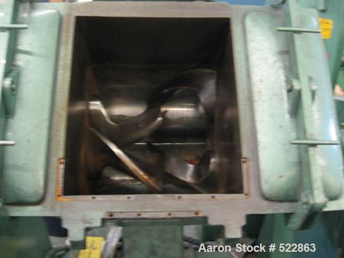 USED: Readco double arm mixer, 10 gallon working capacity, 15 gallontotal, carbon steel. Jacketed bowl 16-3/4" front to back x 15" leftto right x approximately 15" deep, rated at 125 psi. Overlapping...
