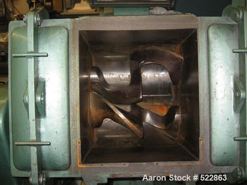 USED: Readco double arm mixer, 10 gallon working capacity, 15 gallontotal, carbon steel. Jacketed bowl 16-3/4" front to back x 15" leftto right x approximately 15" deep, rated at 125 psi. Overlapping...