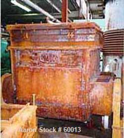 USED: Readco double arm mixer, 100 gal working capacity. Carbon steel jacketed. Bowl only est 75 psi. Bowl 33" l-r x 37" f-b x 31" dp + 8" bowl extension. Flat top cover with lid. Sigma blades tangen...
