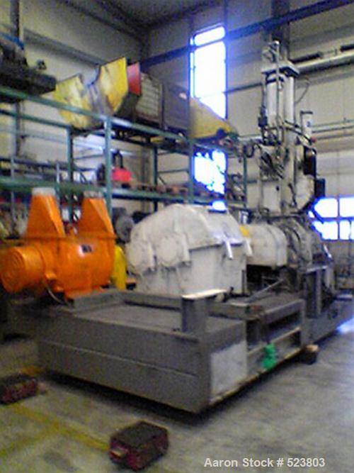 USED: Shaw rubber kneader, type K2A Mark 3 Intermix double arm mixer. Sturdigear drive, includes stamps, control panels, operation platform. Capacity 7.1 gallons (27 liters), jacketed, water cooled, ...