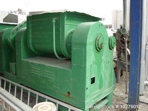Used Strommen Double Arm Mixer, type Universal mixer. Stainless steel on product contact parts, 132 gallon (500 liter) working, total capacity 169 gallon (640 liter). 35.88" x 35.88" x 29.64" deep (9...