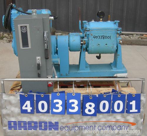Used Teledyne Readco Lab Size Double Arm Mixer, size 6 quart (1.5 gallon), 316 stainless steel. Carbon steel jacketed bowl, 9 1/8'' left to right x 8 1/8'' front to back x 8 1/4'' deep, rated 150 psi...
