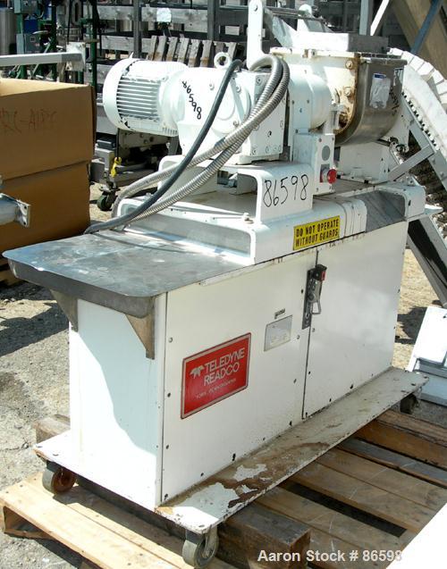 Used Teledyne Readco Double Arm Lab Mixer, 1.5 Gallon Capacity, 304 Stainless Steel. Jacketed bowl 9-1/16" left to right x 8-5/8" front to back x approximately 7-1/2" deep, rated 150 PSI at 650 Degre...