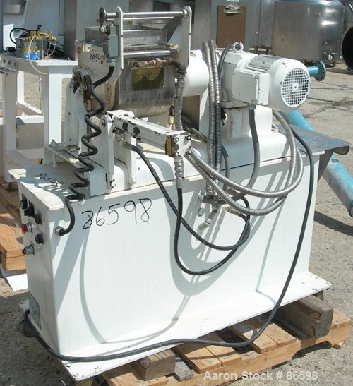 Used Teledyne Readco Double Arm Lab Mixer, 1.5 Gallon Capacity, 304 Stainless Steel. Jacketed bowl 9-1/16" left to right x 8-5/8" front to back x approximately 7-1/2" deep, rated 150 PSI at 650 Degre...