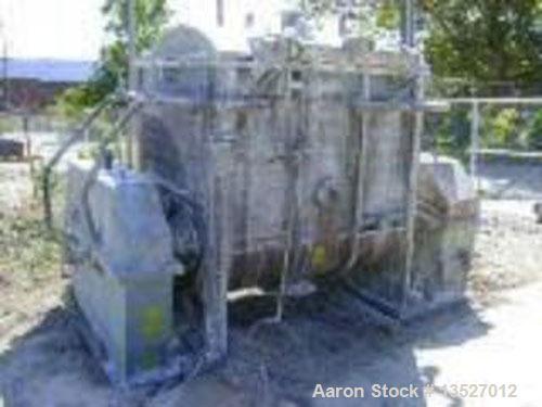 Used W & P 500 gallon, 316 stainless steel, double arm cored sigma blade mixer, tangential blades. Jacketed bowl and end plates rated 90 psi max @ 164 deg C (327 deg F). Bowl measures 67" left to rig...