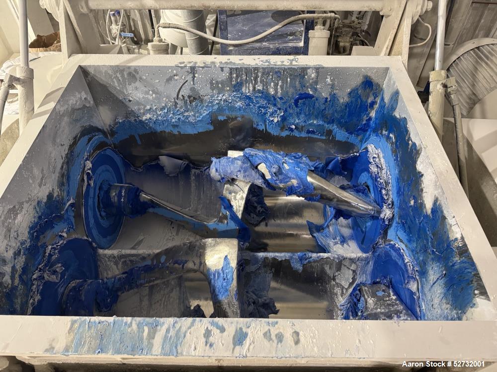 Used Winkworth 160-Gallon Double Arm Sigma Blade Mixer – Tangential Blades – Jacketed – 55 kW – Hydraulic Tilt & Lid – Stainless