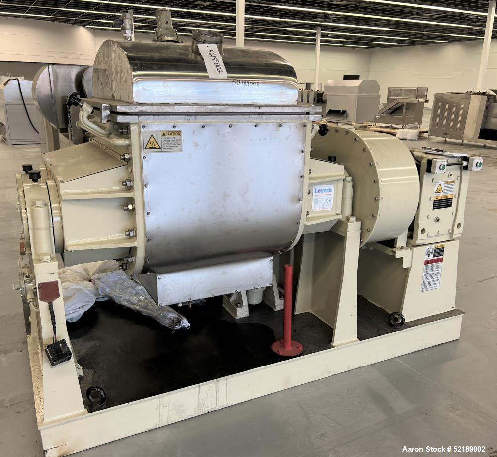 Used Loynds Double Arm Mixer, Model ZBM, Stainless Steel Contact Areas. Approximate 50 gallon working capacity. Jacketed bowl approximate 27.75" left to right x 33-1/8" front to back x 17-3/4" deep w...