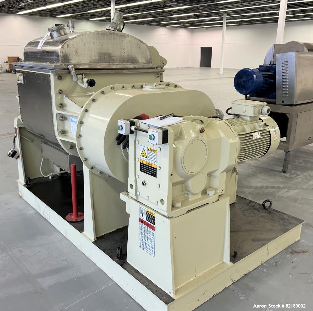 Used Loynds Double Arm Mixer, Model ZBM, Stainless Steel Contact Areas. Approximate 50 gallon working capacity. Jacketed bowl approximate 27.75" left to right x 33-1/8" front to back x 17-3/4" deep w...
