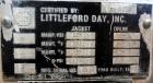 Used Littleford Day Sanitary Mogul Double Arm Mixer, Model 100.  100 Gallon working capacity (150 total), 304 stainless steel on product contact areas. Jacketed bowl 40