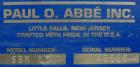 USED: Paul O Abbe lab size double arm mixer, .7 gallon working capacity, 1 total, 304 stainless steel. Internal #4 polish and rated FV and 14.7 psi at 360 deg F. Carbon steel jacketed bowl 8-1/2